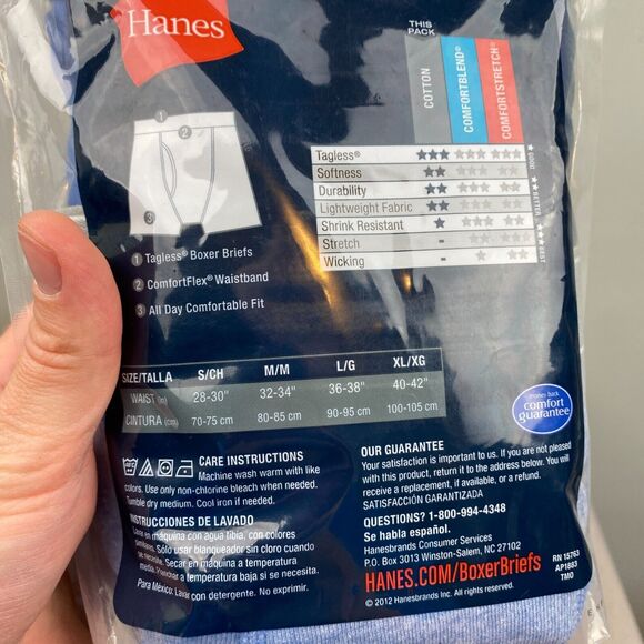 HANES Boxer Briefs Men's L 36 38 4 Pack Assorted Tagless Comfort Flex J7l434 - Picture 4 of 6